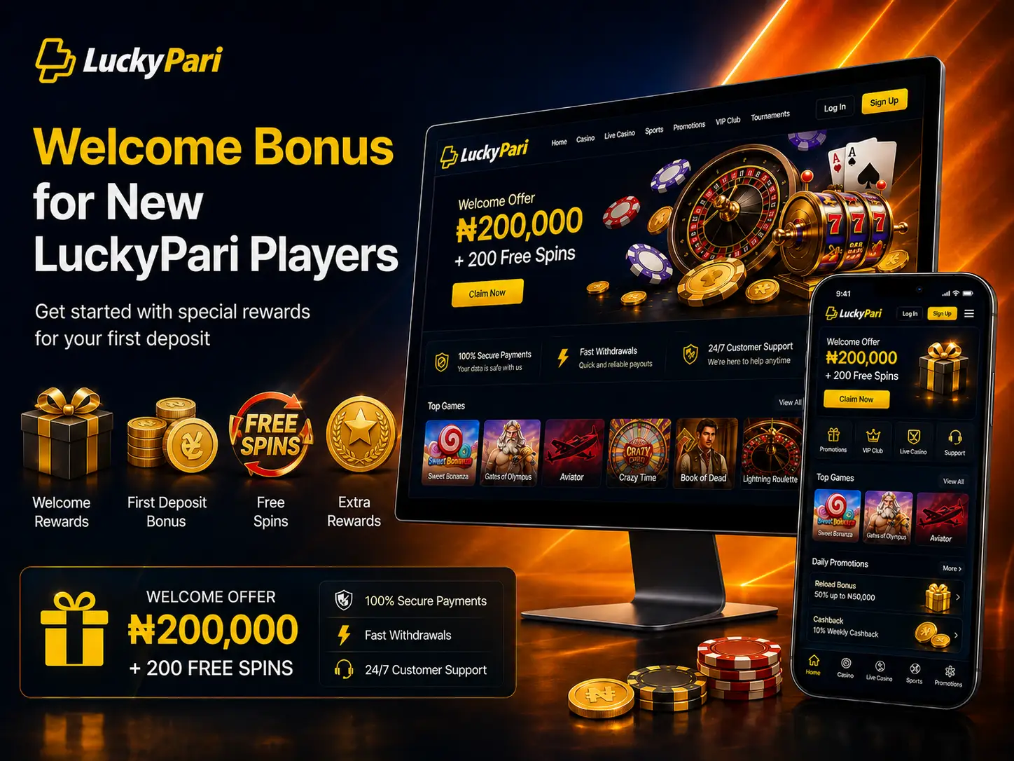 Welcome Bonus for New LuckyPari Players