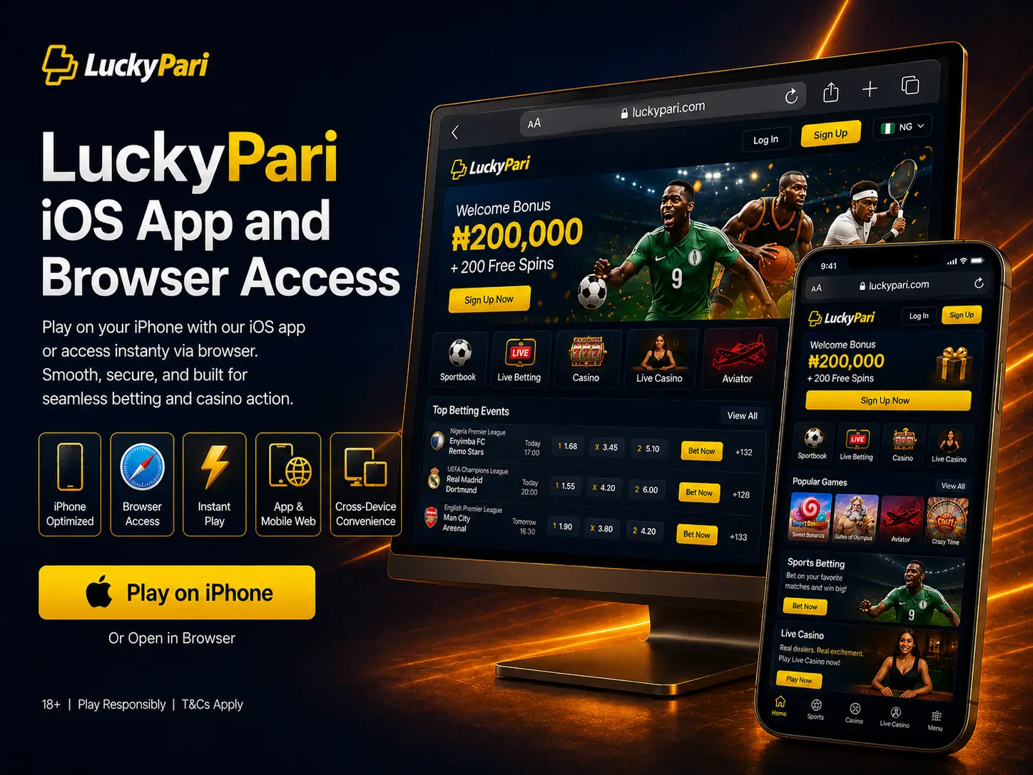LuckyPari iOS App and Browser Access