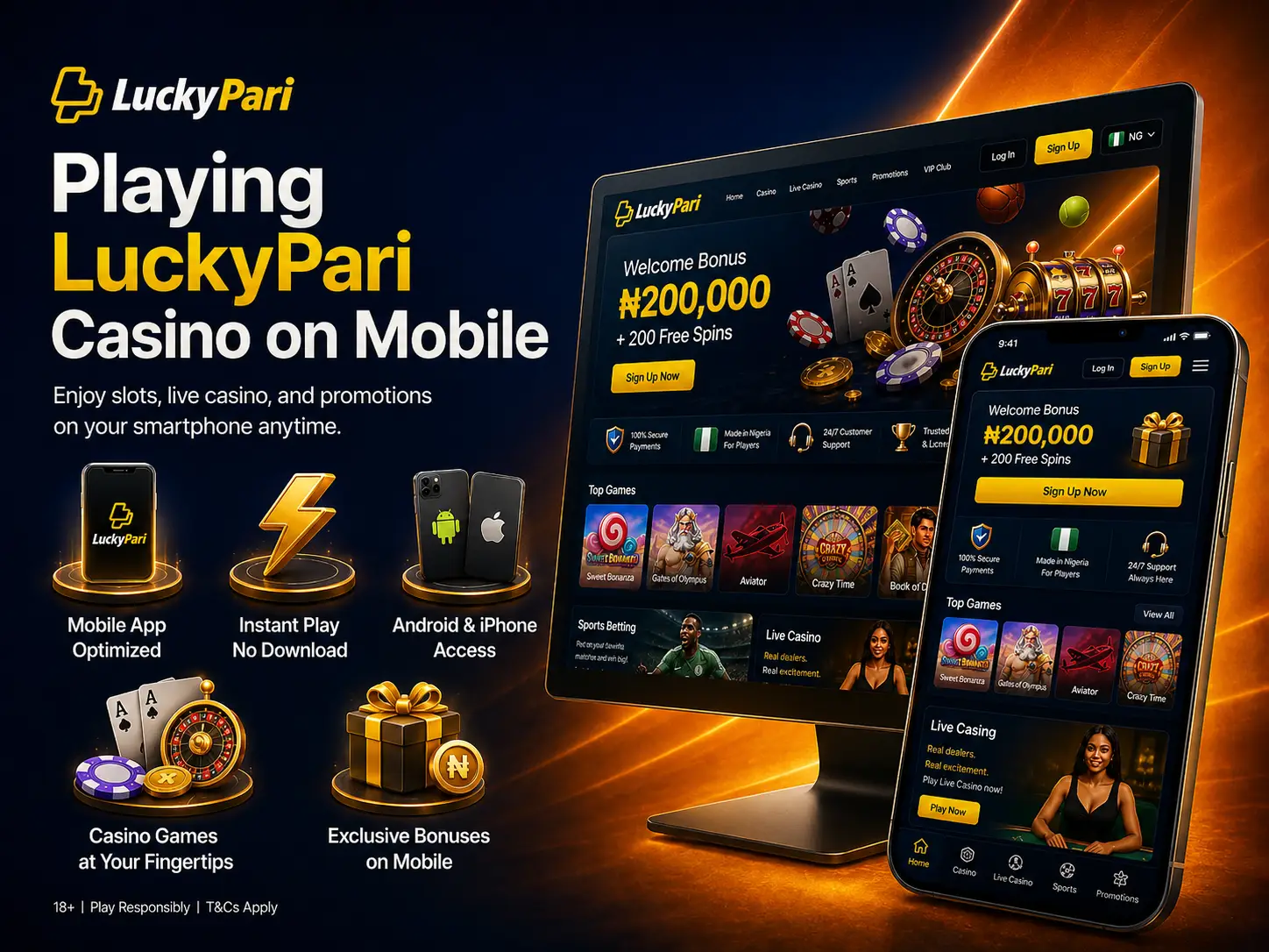 Playing LuckyPari Casino on Mobile